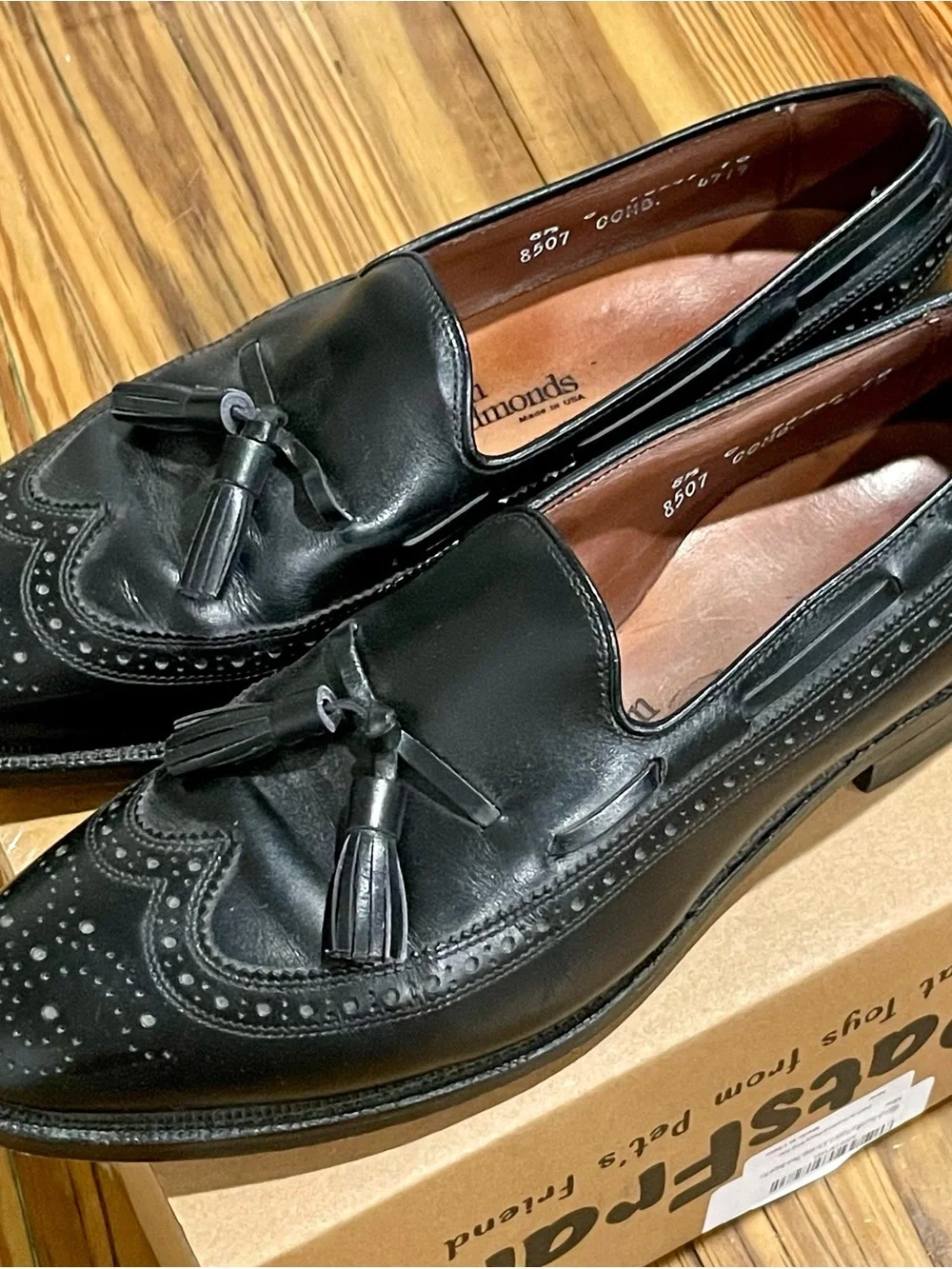 Allen Edmonds Manchester Black Leather Wingtip Tassel Loafers Mens 8.5 C 8507⁠
